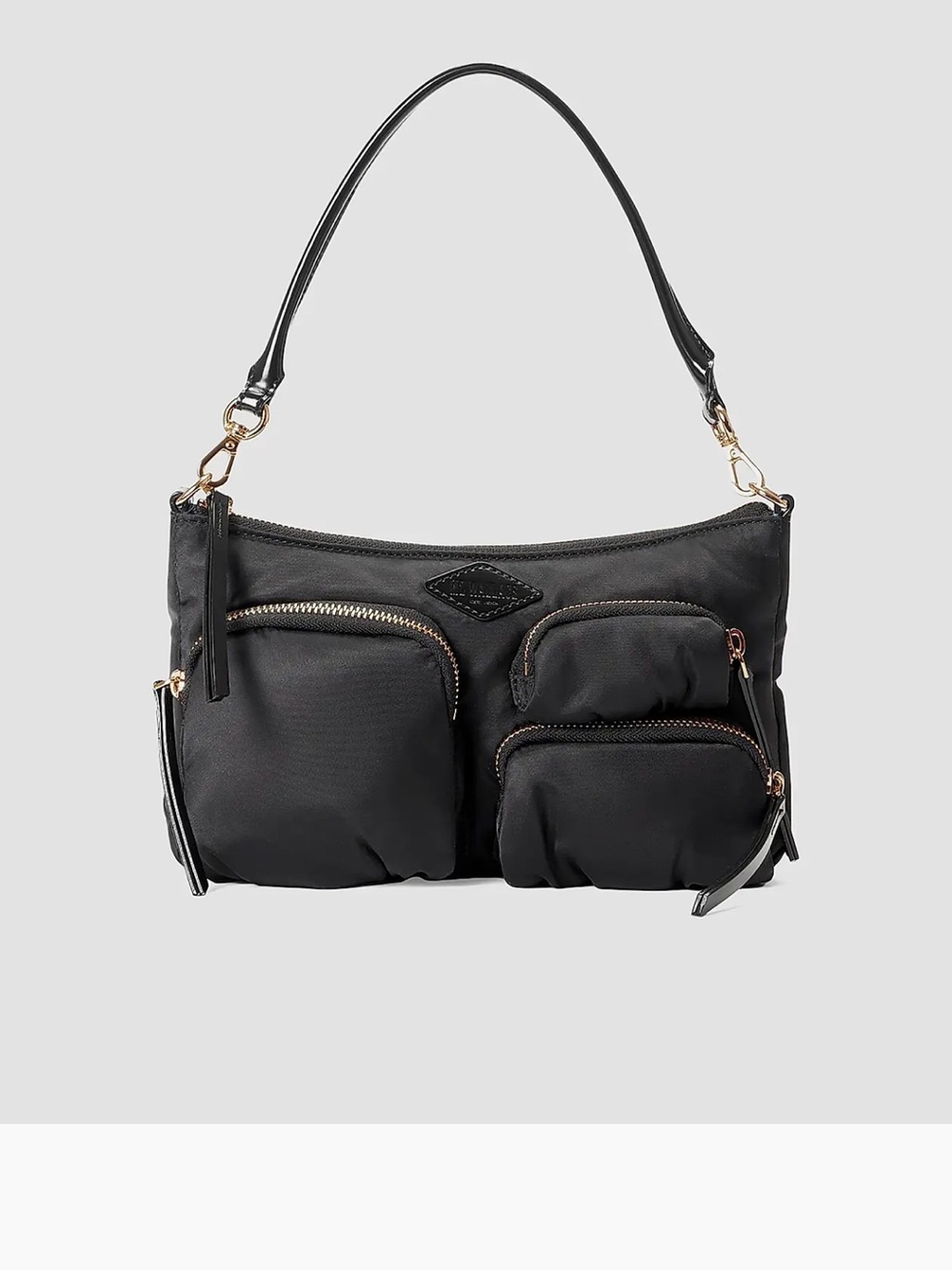 MZ Wallace Black Nylon Shoulder Bag with Multiple Front Pockets NWT